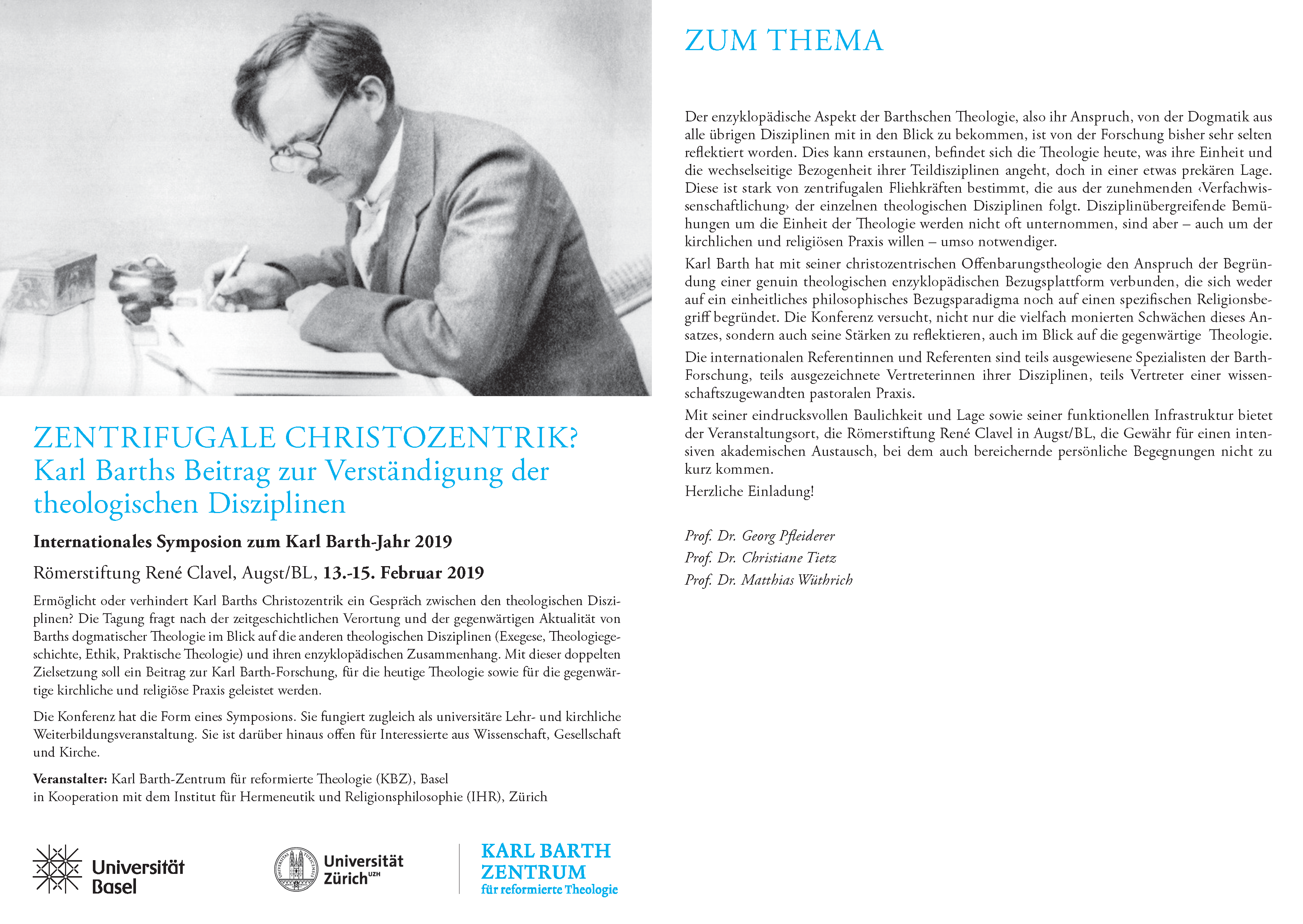 Internationales Symposion zum Karl Barth-Jahr 2019